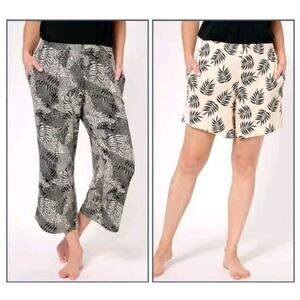 Anybody Lush Jersey Set Of 2 Pajama Bottom Black Leopard Size PL NWOT A598313